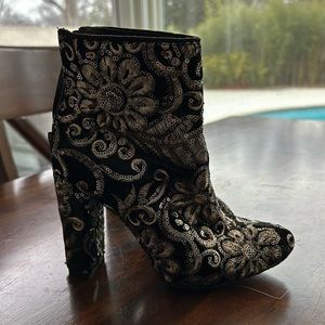Black Embroidered Booties